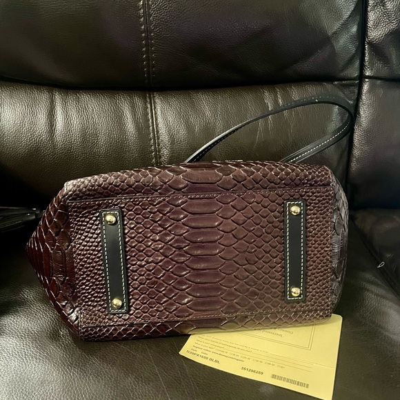 Dooney & Bourke  Denison Maxine Espresso Brown/Black Leather Tassel Tote Bag - Picture 6 of 12